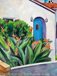 Framed Oil on Canvas of Adobe Home Signed By Artist Sue Slater. 16 x 20”