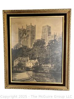 Framed Under Glass Print of Durham Cathedral & Old Fulling Mill. 20 x 24”