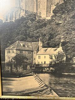 Framed Under Glass Print of Durham Cathedral & Old Fulling Mill. 20 x 24”