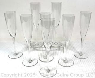 Set of Eight (8) Crystal Champagne Flutes.  9 1/2" tall