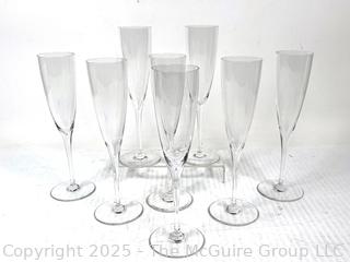 Set of Eight (8) Crystal Champagne Flutes.  9 1/2" tall