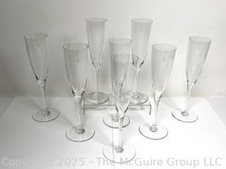 Set of Eight (8) Crystal Champagne Flutes.  9 1/2" tall