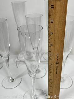 Set of Eight (8) Crystal Champagne Flutes.  9 1/2" tall