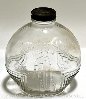 Clear Embossed Glass Bottle Jar from 1933 Chicago World's Fair Century of Progress 