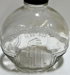 Clear Embossed Glass Bottle Jar from 1933 Chicago World's Fair Century of Progress 