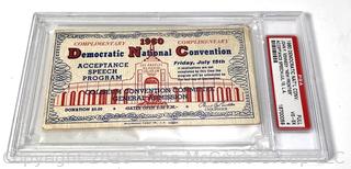 1960 Ticket from Democratic National Convention, John F Kennedy New Frontier Acceptance Speech in Cover