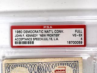 1960 Ticket from Democratic National Convention, John F Kennedy New Frontier Acceptance Speech in Cover