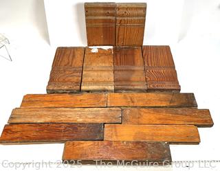 Collection of Victorian Interior Carved Wood Floor Planks and Base Board Trim. Architectural Salvage