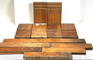 Collection of Victorian Interior Carved Wood Floor Planks and Base Board Trim. Architectural Salvage