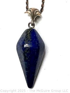 Lapis Pendant with Sterling Silver Chain and Bale.