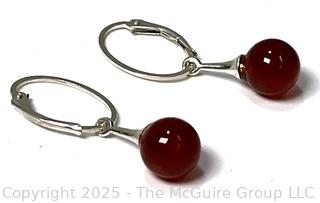 Pair of Sterling Silver and Carnelian Earrings