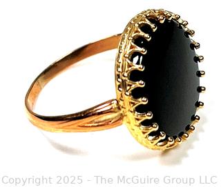 14KT Yellow Gold and Black Onyx Disc Mounted Ring ????? Double check metal ?????