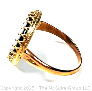 14KT Yellow Gold and Black Onyx Disc Mounted Ring ????? Double check metal ?????