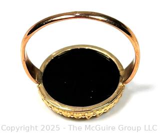 14KT Yellow Gold and Black Onyx Disc Mounted Ring ????? Double check metal ?????