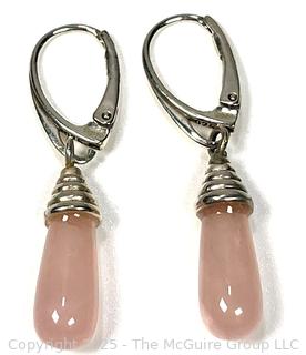 Sterling Silver and Rose Quartz Drop Earrings