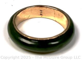 Nephrite Jade Band Ring with 14KT Yellow Gold Lining. 