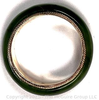 Nephrite Jade Band Ring with 14KT Yellow Gold Lining. 