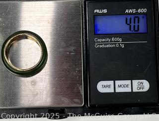 Nephrite Jade Band Ring with 14KT Yellow Gold Lining. 