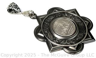 Virginia 2000 State Quarter Set in Pewter Mount Pendant