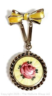 WWII Yellow Enamel with Reverse Locket Sweetheart Brooch. 