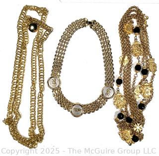 Three (3) Gold Tone Necklaces