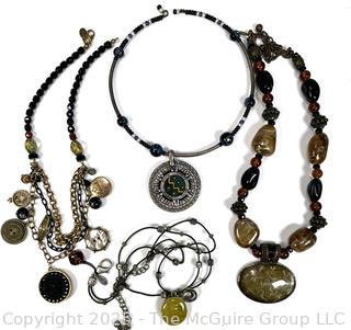 Four (4) Costume Jewelry Necklaces with Stones