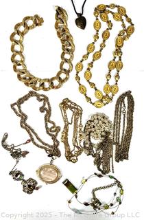 Group of Costume Jewelry Chain Necklaces