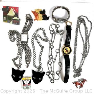 Mixed Group of Jewelry Including Mickey Mouse Watch