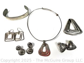 Group of Geometric Jewelry, Some Sterling Silver