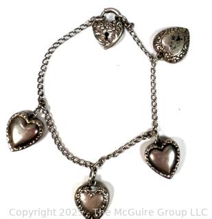 Sterling Silver Puffy Heart Sweetheart Bracelet