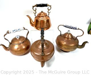 Four (4) Copper Tea Kettles