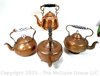 Four (4) Copper Tea Kettles