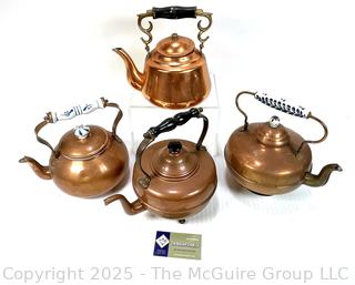 Four (4) Copper Tea Kettles