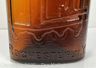 Amber Brown Warner's Safe Kidney & Liver Cure Rochester NY Embossed Bottle. 10"T