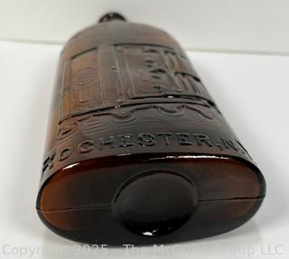 Amber Brown Warner's Safe Kidney & Liver Cure Rochester NY Embossed Bottle. 10"T