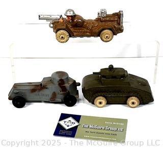 Three (3) WWII Era Armored US Army Vehicle Truck Toys