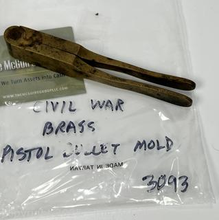 Civil War Brass Pistol Bullet Mold Clamp