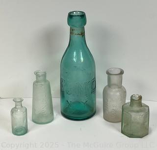 Five (5) Pre Civil War Hand Blown Bottles Including Three with Pontil Marks.