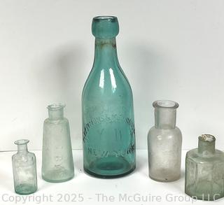 Five (5) Pre Civil War Hand Blown Bottles Including Three with Pontil Marks.