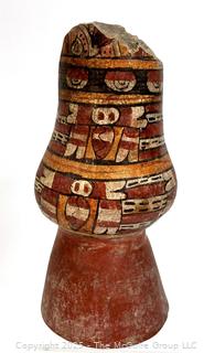 Pre-Columbian Mayan Mesoamerican Clay Vase with Paint