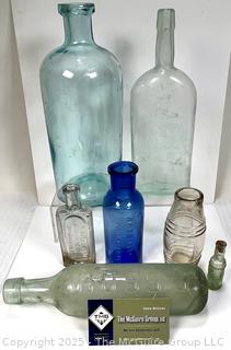 Six (6) Glass Bottles Including Torpedo Bottle
