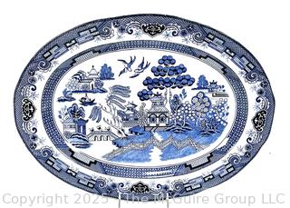 Porcelain Blue Willow Serving Platter Made By Heritage Mint, 18" L