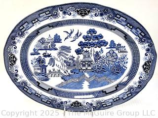 Porcelain Blue Willow Serving Platter Made By Heritage Mint, 18" L