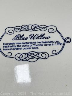 Porcelain Blue Willow Serving Platter Made By Heritage Mint, 18" L