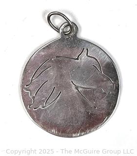 Sterling Silver Engraved Horse Pendant Signed by Artist Estelle