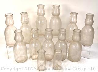 Thirteen (13) Glass Milk Bottles from Chestnut Farms Chevy Chase Dairy Washington DC