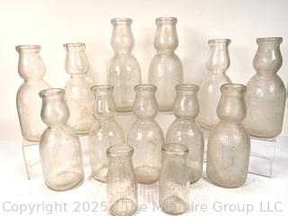 Thirteen (13) Glass Milk Bottles from Chestnut Farms Chevy Chase Dairy Washington DC