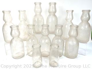 Thirteen (13) Glass Milk Bottles from Chestnut Farms Chevy Chase Dairy Washington DC