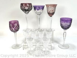 Group of Crystal Goblets Including Bohemian Cut To Clear.