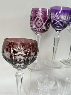 Group of Crystal Goblets Including Bohemian Cut To Clear.